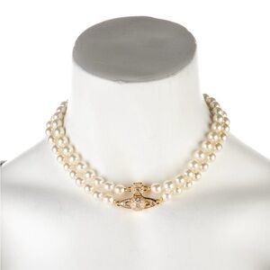 RARE Vivienne Westwood Double Pearl and Gold Necklace